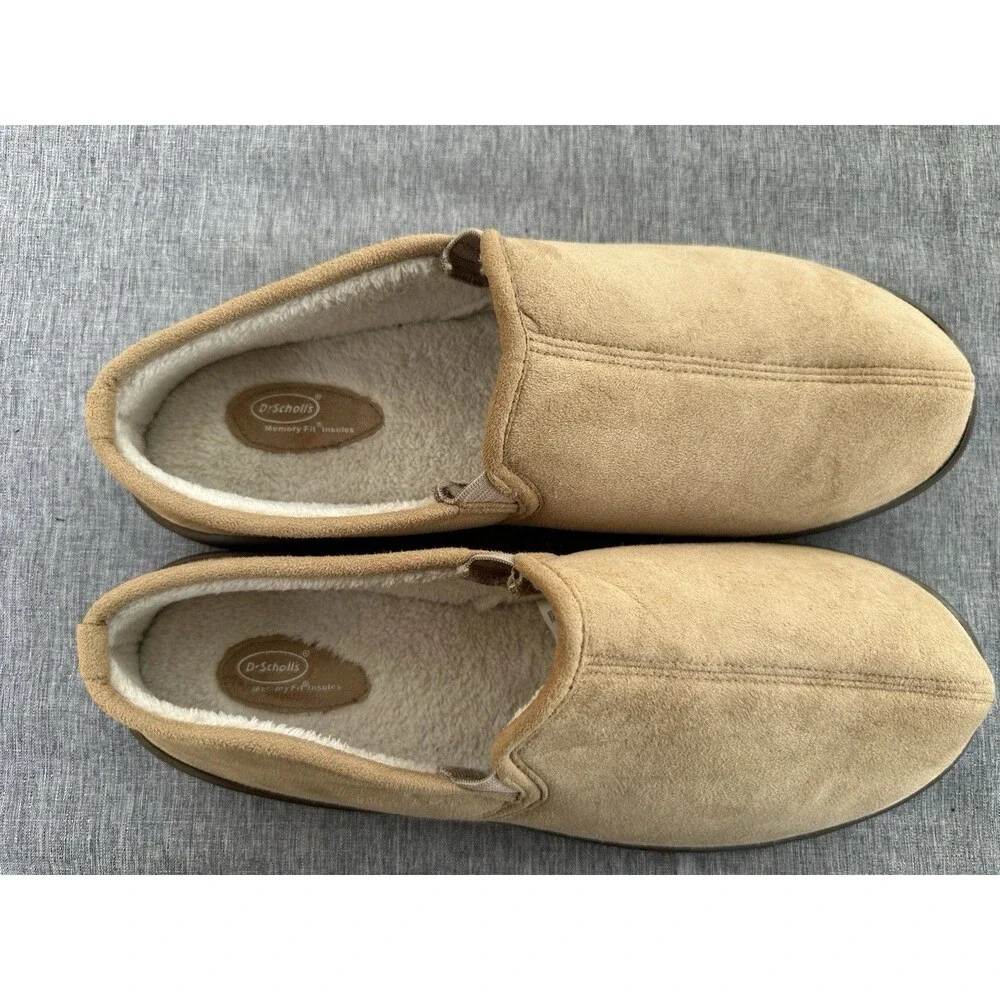 New Dr Scholl's Calistoga Brown Men's Size 13 Fleece lined Slippers Hard Soles